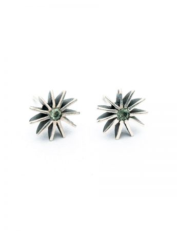 Large Radiant Star Earrings – Green Sapphires