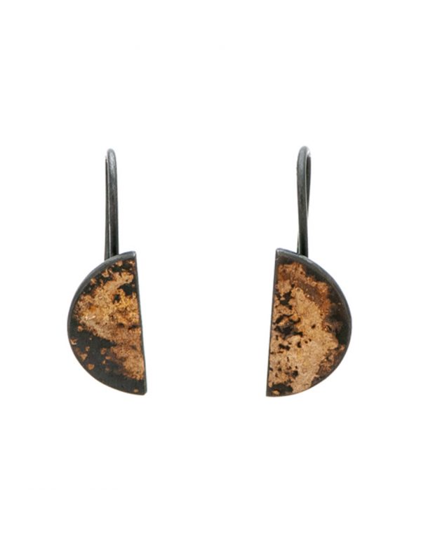 Medium Galaxy Half Moon Hook Earrings – Black And Yellow Gold