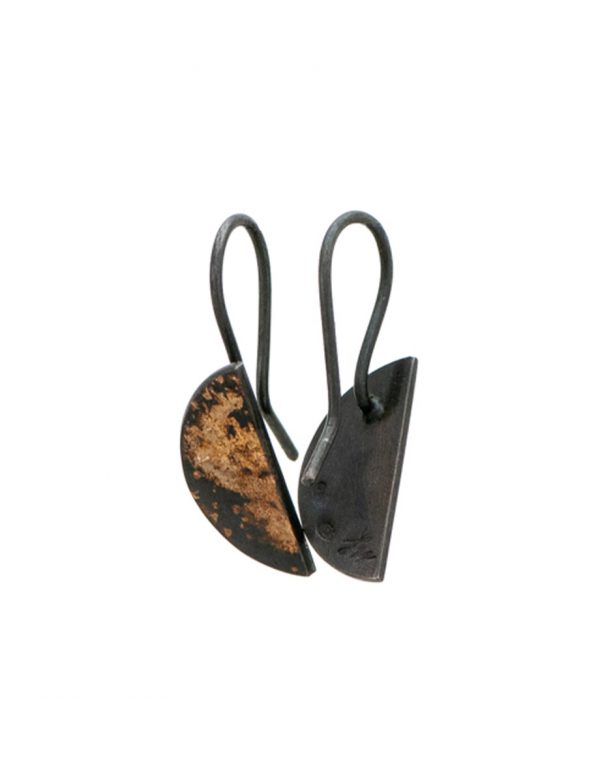Medium Galaxy Half Moon Hook Earrings – Black And Yellow Gold