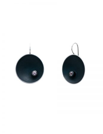 Medium Black Sea Dish Hook Earrings – Pink Spinel