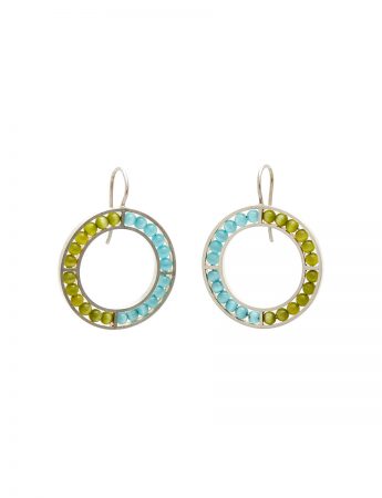 O Earrings – Light Blue & Green