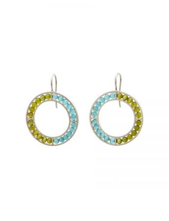 O Earrings – Light Blue & Green