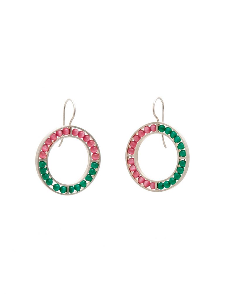 O Earrings – Pink & Green