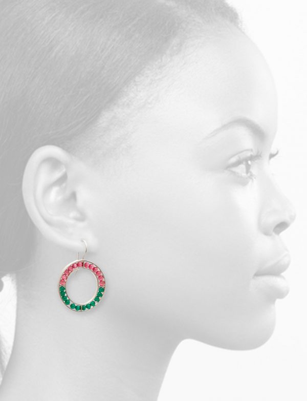 O Earrings – Pink & Green