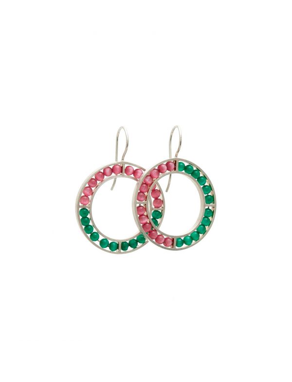 O Earrings – Pink & Green