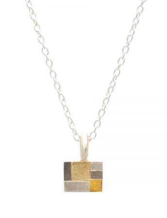 Petite Rectangle Terrain Necklace – White & Yellow Gold