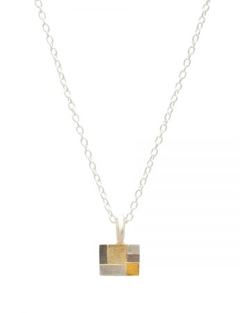 Petite Rectangle Terrain Necklace – White & Yellow Gold