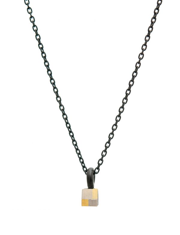 Petite Square Terrain Necklace – White & Yellow Gold
