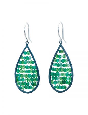 Teardrop Reef Earrings – Emerald, Garnet & Onyx