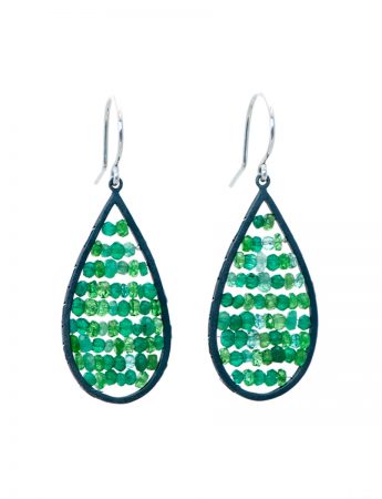 Teardrop Reef Earrings – Emerald, Garnet & Onyx