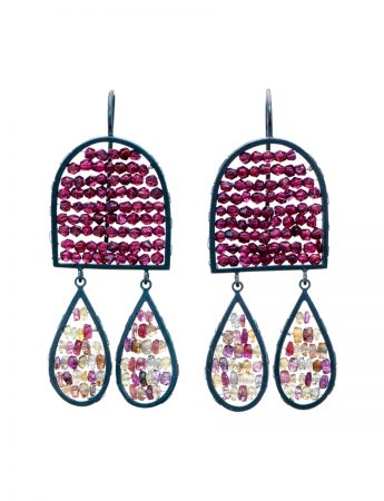 Arch & Teardrop Reef Earrings – Garnet & Sapphire