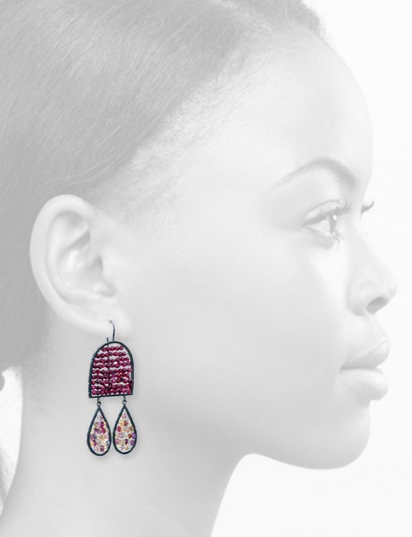 Arch & Teardrop Reef Earrings – Garnet & Sapphire