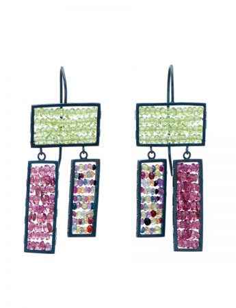 Triple Rectangle Reef Earrings – Peridot, Tourmaline & Sapphire