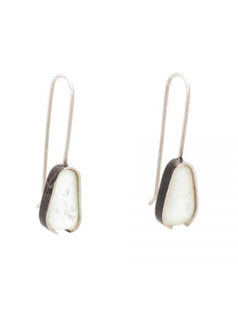 Seafoam Pale Aqua Beach Glass Earrings – Silver