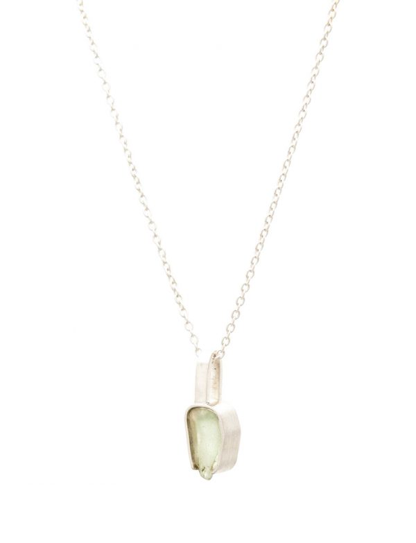 Beach Glass Pendant Necklace – Pale Aqua Seafoam