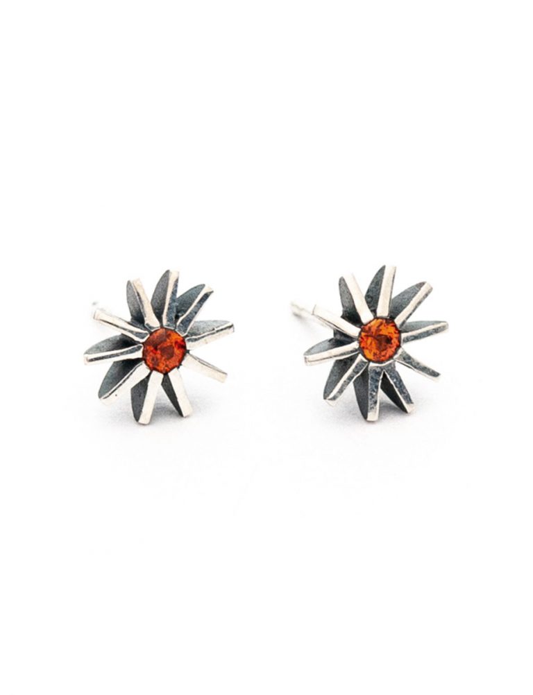 Small Radiant Star Earrings – Orange Sapphires