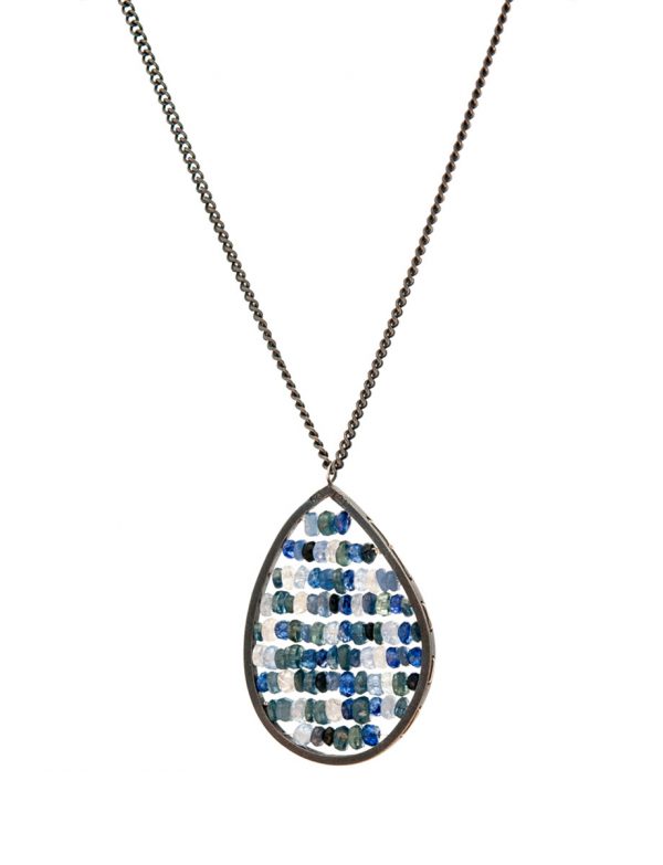 Teardrop Reef Pendant Necklace – Blue & Grey Sapphires
