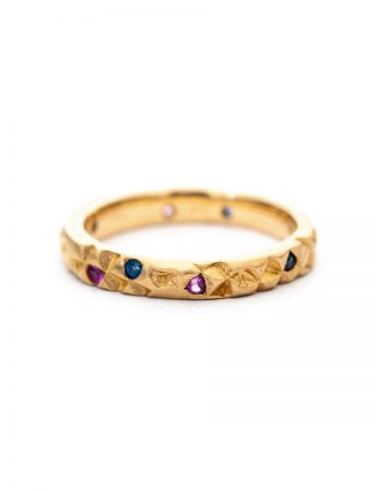 Triangle Textura Ring – Blue & Pink Ceylon Sapphires