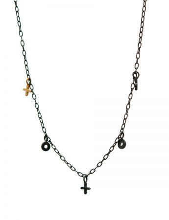 XO Love Charm Necklace – Black & Gold