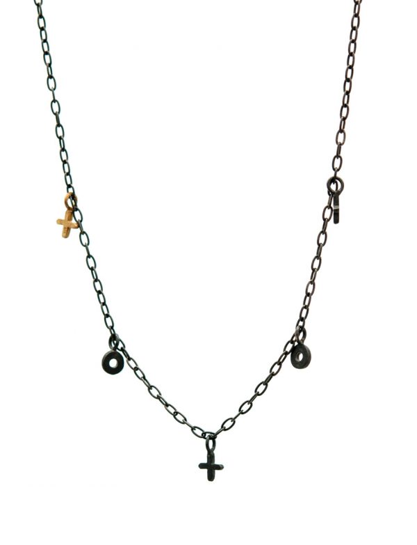 XO Love Charm Necklace – Black & Gold