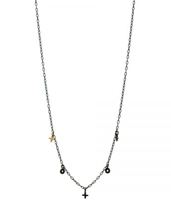 XO Love Charm Necklace – Black & Gold