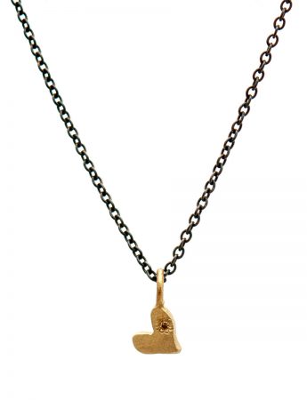 XO Love Heart Charm Necklace – Yellow Gold & Diamond