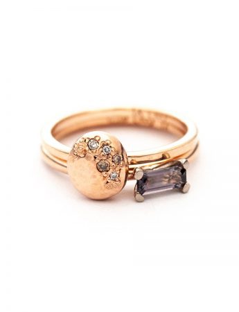 Glimmer Two Stack Ring – Rose Gold, Diamond & Spinel