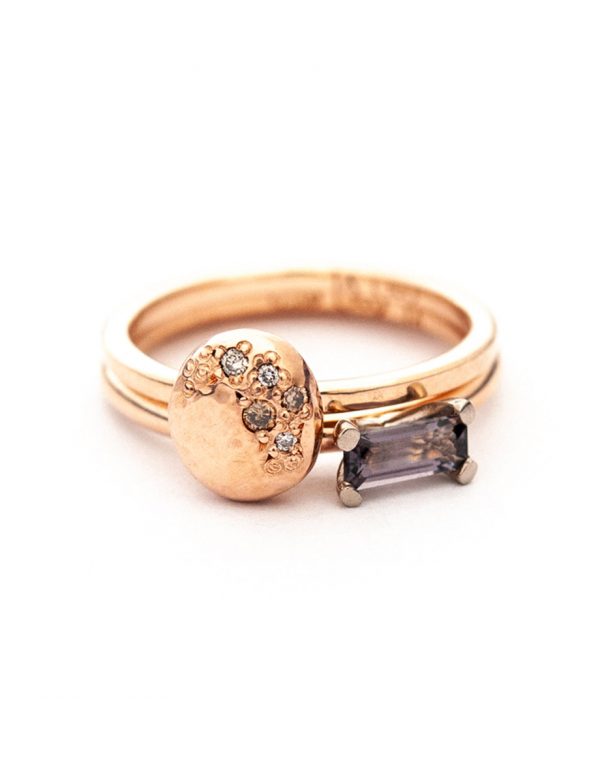 Glimmer Two Stack Ring – Rose Gold, Diamond & Spinel