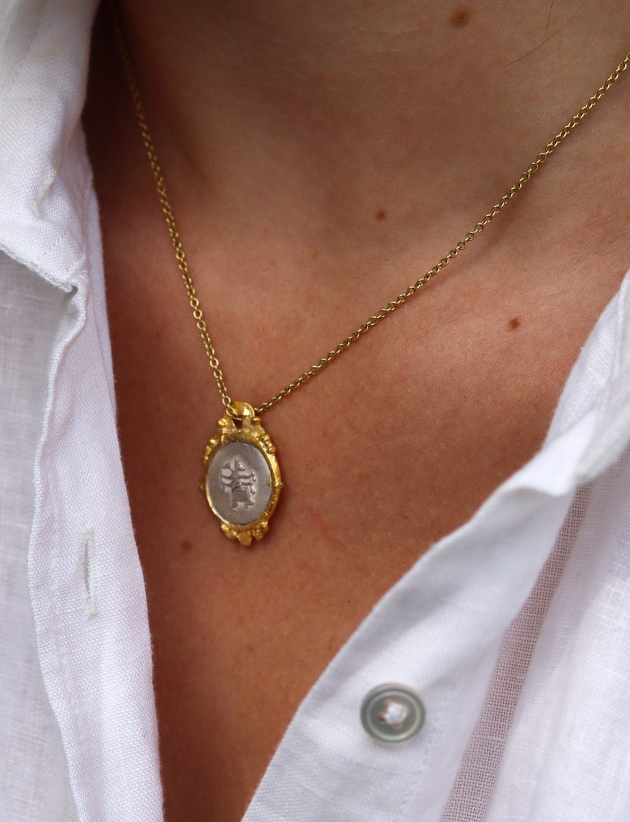 Gold and silver pendant necklace deals
