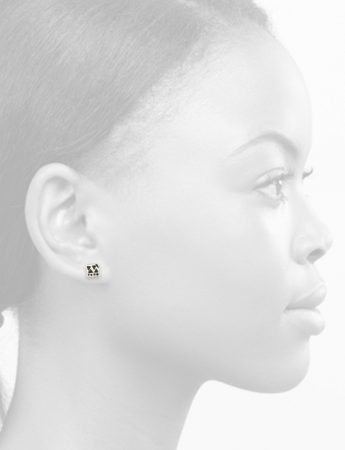 Small Square Single Stud Earring – Blackened Silver