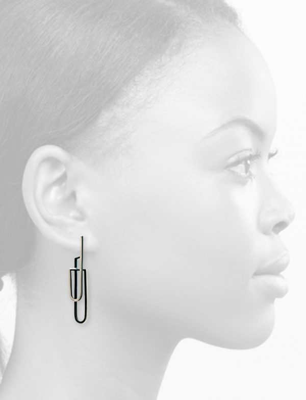 Continuum Arched Stud Earrings – Sterling Silver And Black