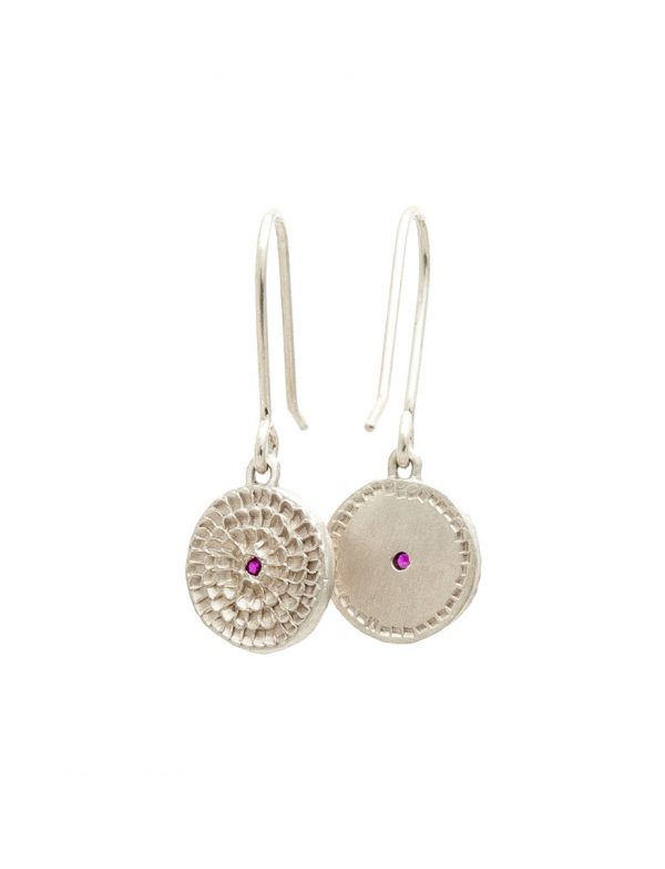 Continuum Earrings – Sterling Silver And Rubies