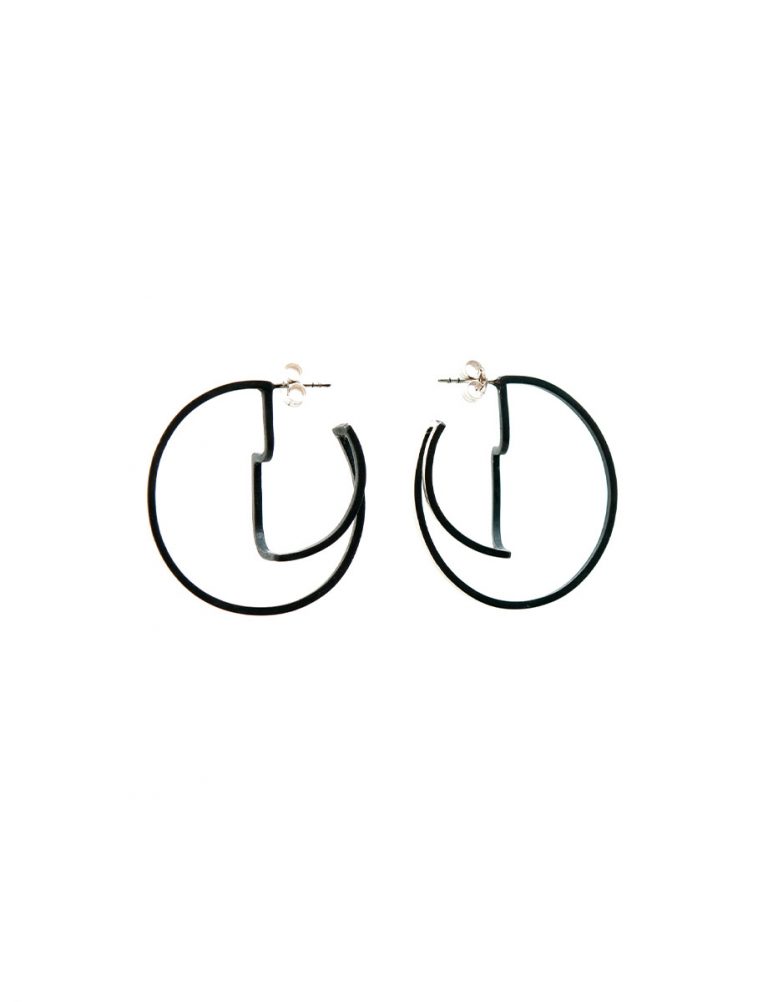 Continuum Hoop Earrings – Silver & Black