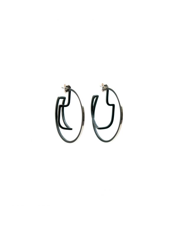 Continuum Hoop Earrings – Silver & Black