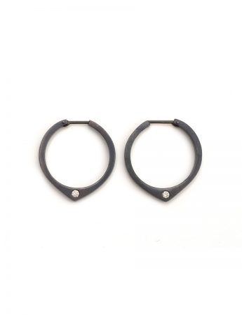 Black Knife Edge Hoop Earrings – Diamonds