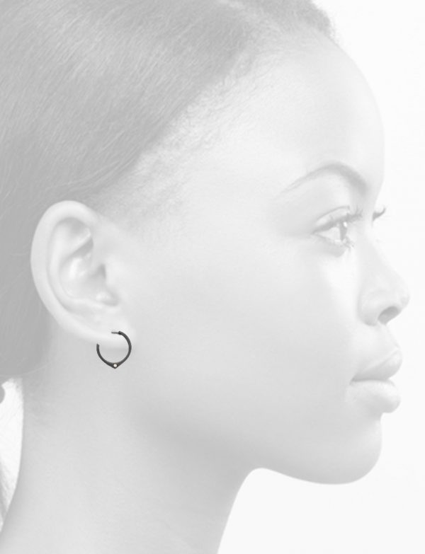 Black Knife Edge Hoop Earrings – Diamonds