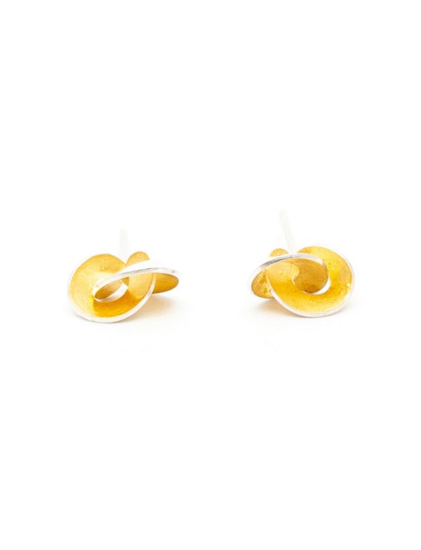 Medium Golden Cloud Stud Earrings – Silver & Gold