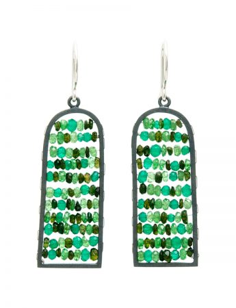 Arched Reef Earrings – Green Tourmaline, Garnet & Onyx