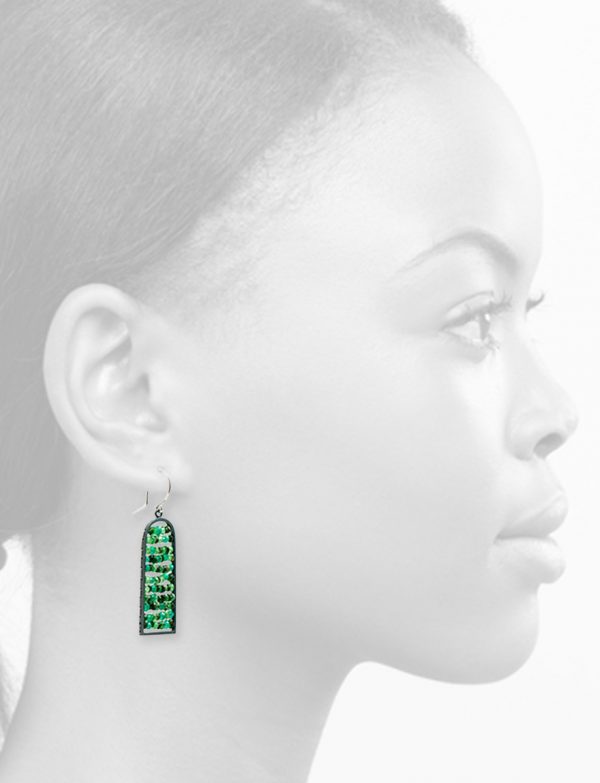 Arched Reef Earrings – Green Tourmaline, Garnet & Onyx
