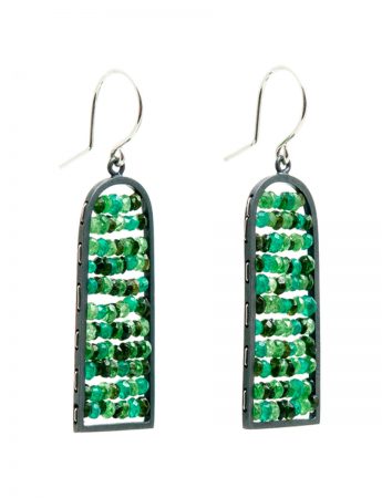 Arched Reef Earrings – Green Tourmaline, Garnet & Onyx