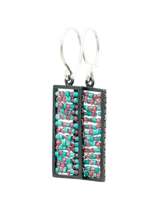 Rectangle Reef Earrings – Ruby & Turquoise