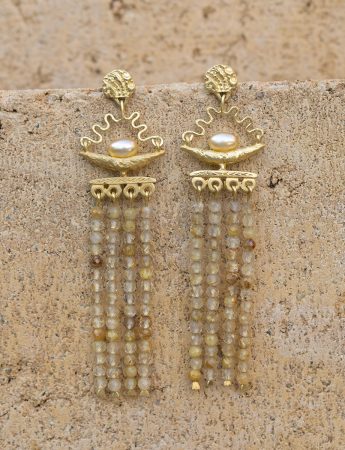 Fertile Crescent Earrings – Keshi Pearl & Quartz