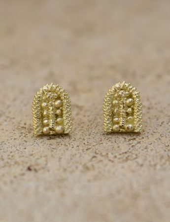 Sacred Palm Stud Earrings – Yellow Gold