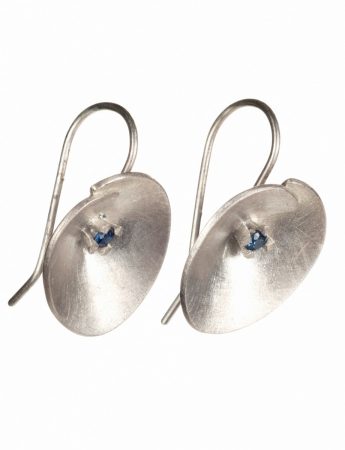 Large Silver Water Lily Earrings – Blue Sapphire