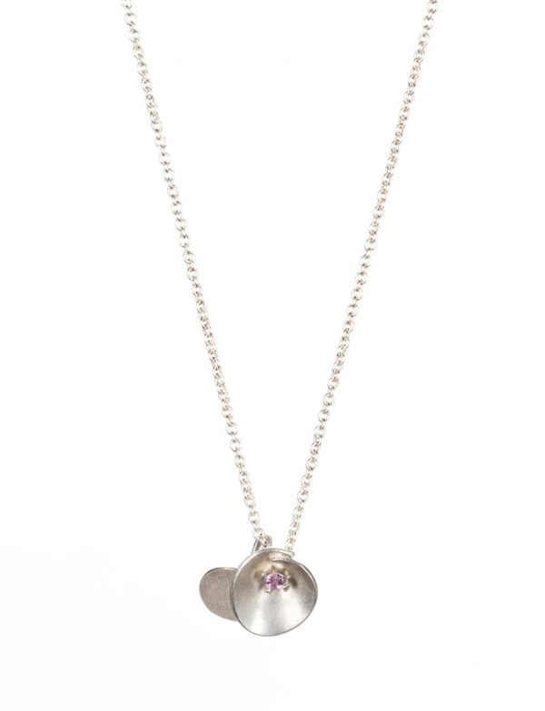 Silver Water Lily Necklace – Pink Sapphire