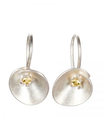 Small Silver Water Lily Hook Earrings – Yellow Sapphire