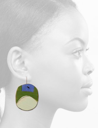 Round Apron Reversible Earrings – Green & Blue