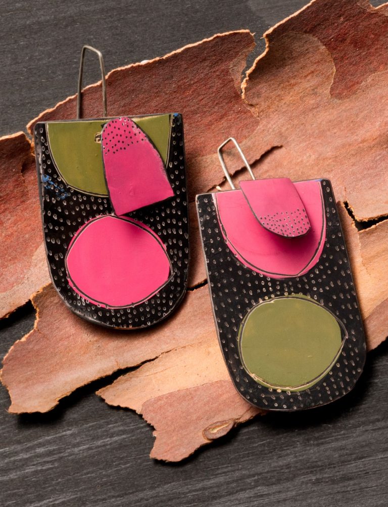 Still Life Reversible Earrings – Pink & Green