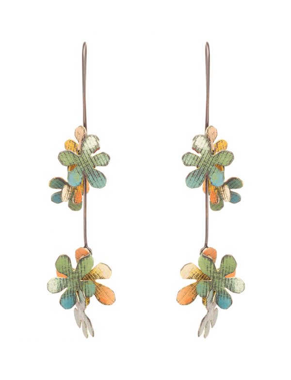 Long Jasmine Earrings – Green & Orange