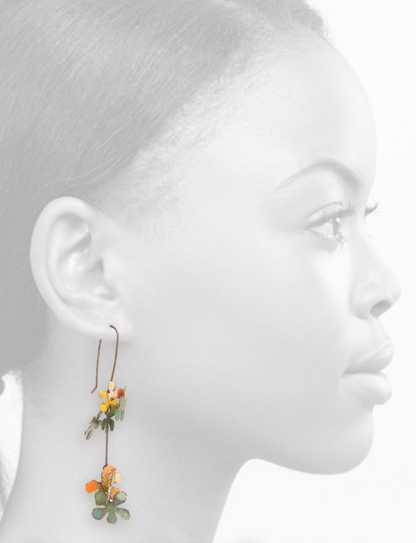 Long Jasmine Earrings – Green & Orange